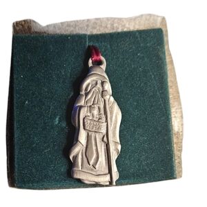 Longaberger 1993-2 1/2"  Pewter St. Nick Santa Ornament
